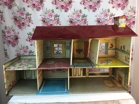 1950s metal doll house|vintage doll houses 1950s.